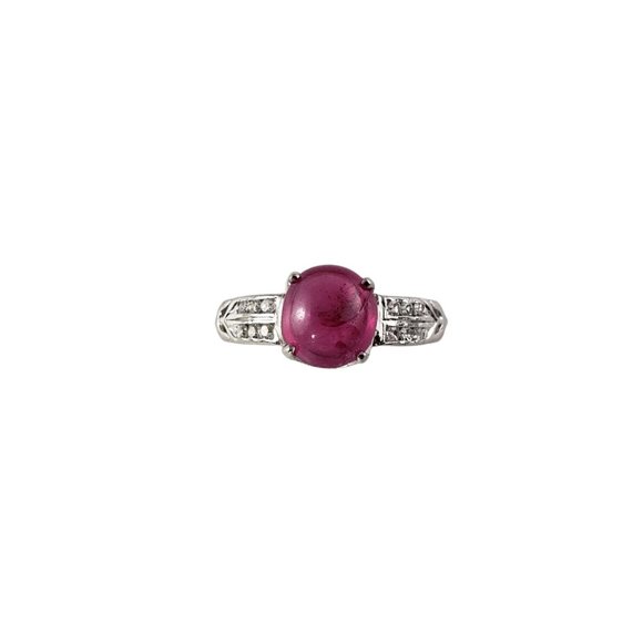Vintage 14K White Gold Pink Sapphire & Diamond Ring Size 6 JAGi Certified #13888